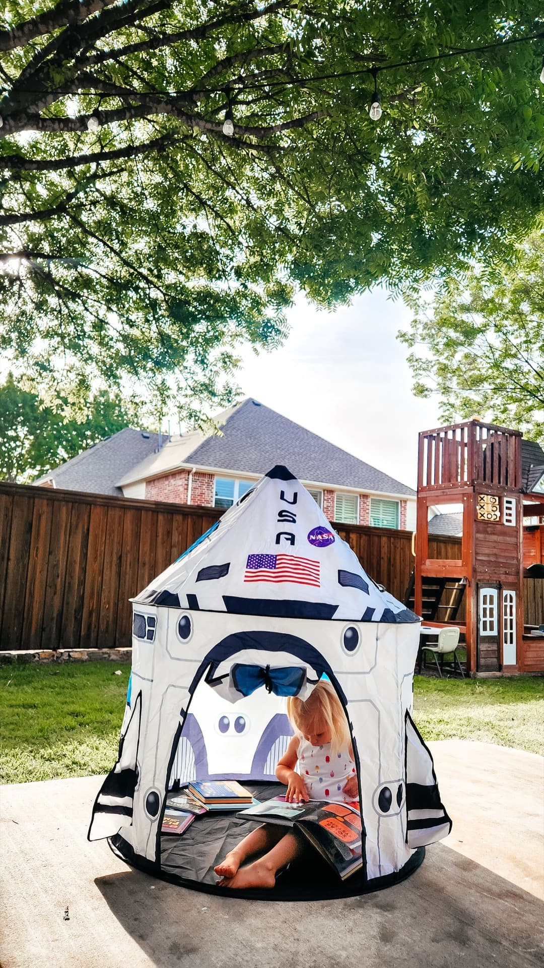 Children in a space tent