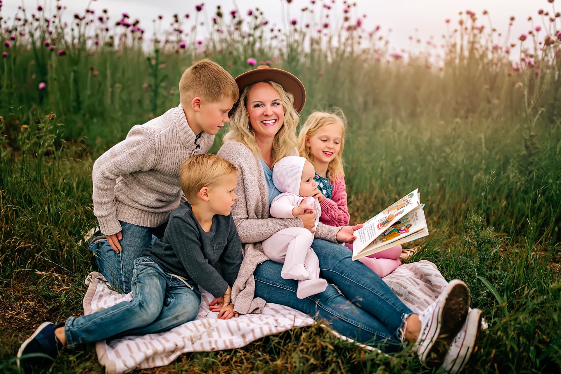Warm sunlit library with books