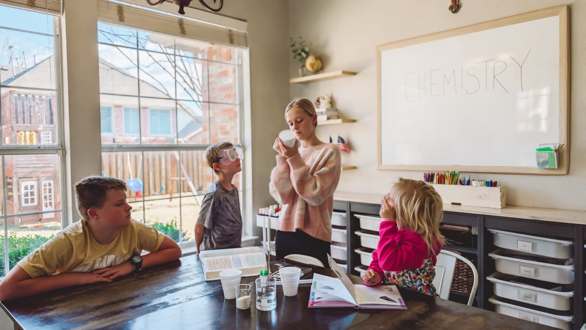 Students doing chemistry